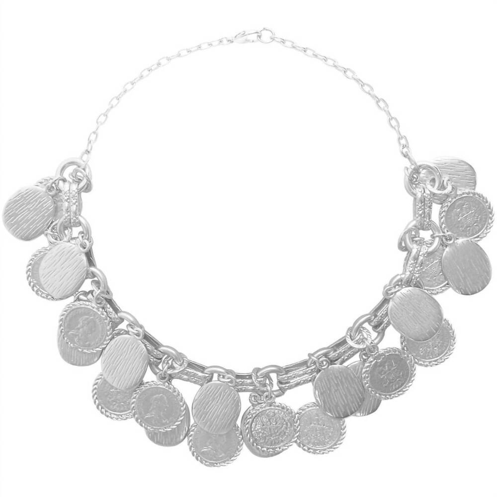 NEW KARINE SULTAN women's coin necklace in matte silver